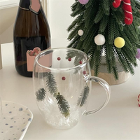 Tasses à café en verre borosilicate à double paroi, style boule de neige, pour Noël, verres à eau et à thé, design européen pour la maison