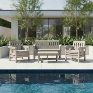 Juego de Muebles de Jardín de Mimbre Moderno de 4 Piezas de Grado Comercial Premium con Cojines Gruesos y Suaves para Patio Trasero - Product Image 6