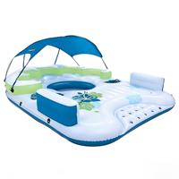 Île flottante gonflable en PVC de qualité commerciale DST pour 5 personnes avec auvent, logo personnalisé, garantie de 3 ans, capacité de 100 à 500 kg pour piscine