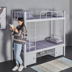 Nhiệm Vụ Nặng Nề Dễ Dàng Lắp Ráp Kim Loại Giường Tầng Cho Người Lớn Đôi Sàn Giường Thép Có Thể Tháo Rời Khung Giường Với Thang - Product Image 5