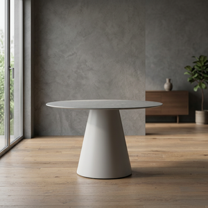 Round Dining <b>Table</b> 1200mm Grey <b>Wooden</b> <b>Top</b> with Light Grey Base Modern Mid Century Minimalist Design 4 Seater Easy Assembly - Product Image 1