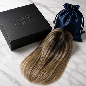 Topper de Cabello Humano Marrón Oscuro con Base de Monofilamento y Malla, Prótesis Capilar Asequible para Mujeres Maduras, Venta al por Mayor - Product Image 6