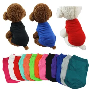 Одежда для питомцев, оптовая продажа, летняя дешевая хлопковая однотонная одежда для домашних животных, футболка без рисунка для собак