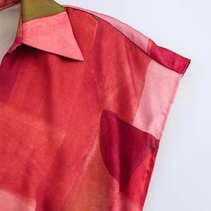 Vestido de Mujer con Estampado Geométrico de Seda Satinada, Estilo Vintage, Sin Mangas, para Primavera - Product Image 4