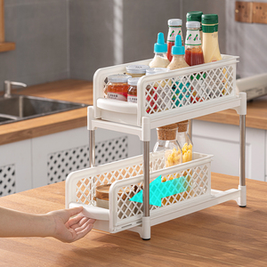 Estante de almacenamiento de 2 capas para baño, esquinero de plástico para ducha y champú, soporte de pared, organizador de artículos para el hogar y la cocina - Product Image 1