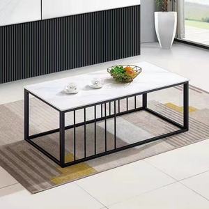 Venta Directa de Fábrica, Muebles para Sala de Estar, Mesa de Centro Económica de Pizarra con Estructura de Hierro, Patas Metálicas, Mesa para Café/Té - Product Image 1