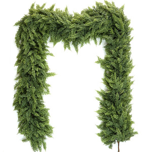 Guirlande artificielle en cèdre pour escalier, cheminée, décoration de table, 6 pieds, verte avec ruban doré et clochettes, décoration de Noël - Product Image 4