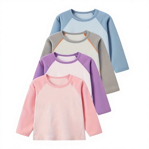 T-shirt à manches longues pour filles, col rond, couleur unie, jersey décontracté, respirant, 100% polyester, collection du Bangladesh - Product Image 1