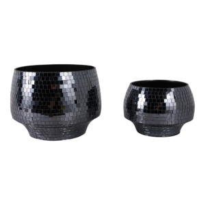 Vasi per Fiori Moderni Rotondi e Curvi in Mosaico Disco, Fioriere in Metallo Decorative per Interni, Vasi in Ferro per la Casa - Product Image 2