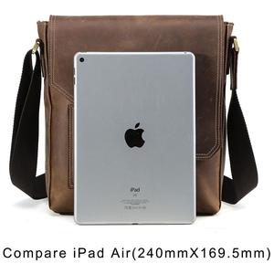 Borsa a tracolla in pelle di cavallo pazzo personalizzata di vendita calda LOGO borsa a tracolla a tracolla in vera pelle da uomo retrò marrone - Product Image 4