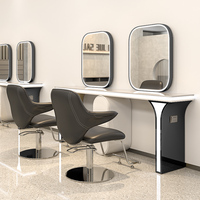 BoJue Salon de beauté Coupe de cheveux Miroir de table Salon de coiffure Miroir Station de salon Ensemble de meubles Salon de coiffure Miroir mural avec Led