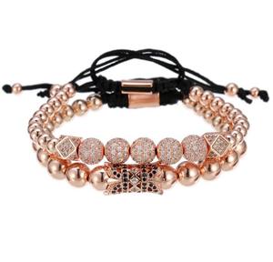 กำไลข้อมือลูกปัดคริสตัลชุบทอง,สร้อยข้อมือมิตรภาพแบบถักปรับได้ - Product Image 2