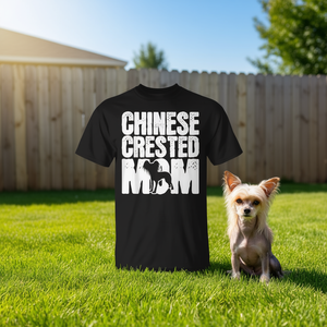 Camiseta para mamá de perros chinos de raza cresta china, negra, unisex para adultos - Product Image 3