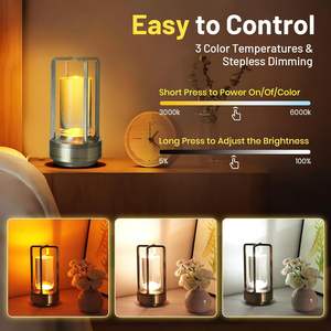 مصباح طاولة كريستالي قابل لإعادة الشحن مصباح لاسلكي 3 ألوان بطارية قابلة للإضاءة تعمل بالطاقة مصباح مكتب صغير لغرفة النوم بار مطعم - Product Image 4