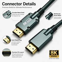 Câble Fibre Optique 8K HD 2.1 AOC Robuste 48 Gbit/s Haute Vitesse 8K 60Hz pour Gaming, Projecteur, Moniteur, TV