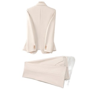 Pink Women's Suit <b>Set</b> Solid Color Satin Long Sleeve <b>Blazer</b> Pants Formal Workwear Office Wear Four Seasons Casual Suit - Product Image 5