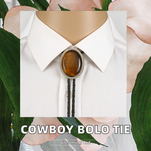 <span class=keywords><strong>Collana</strong></span> Bolo Tie Vintage Americana in Vera Pelle con <span class=keywords><strong>Perle</strong></span> e Catena in Lega d'Argento per Uomo e Donna - Product Image 3