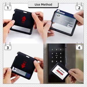 Porte-cartes rigides horizontaux en gros, avec couvercle coulissant vierge, badges nominatifs en plastique ABS à clipser, permis de travail, cartes d'identité des employés - Product Image 2