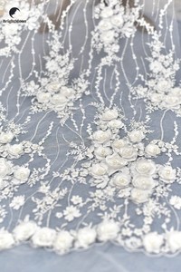 Tessuto di pizzo europeo di fascia alta 3D <span class=keywords><strong>fiori</strong></span> <span class=keywords><strong>Chiffon</strong></span> perline <span class=keywords><strong>per</strong></span> unghie tessuto di pizzo <span class=keywords><strong>per</strong></span> abito da sposa - Product Image 6