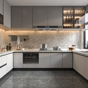 Meubles de cuisine modulaires de luxe attrayants avec panneaux en mélamine, design personnalisé, finition brillante, garde-manger, garantie <span class=keywords><strong>5</strong></span> ans - Product Image 2
