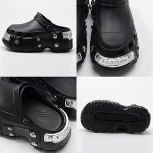 Punk EVA à bout fermé pour femmes de haute qualité pour pantoufles avec fond surélevé en métal Rivet Peep-Toe Design Sandales à la mode Talons - Product Image 3