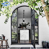 Puerta Exterior de Vidrio y Aluminio, Estilo Francés, con Arco, Moderna, Metálica, con Aislamiento Acústico para Entrada Exterior