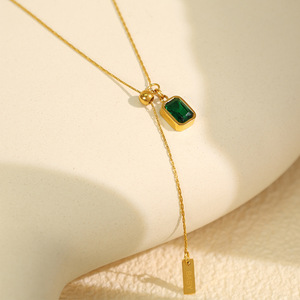 สร้อยคอทองคำประดับเพทายทรงลูกบาศก์ปรับขนาดได้ จี้รูปทรงเรขาคณิต สำหรับผู้หญิง ของขวัญ เครื่องประดับ - Product Image 3