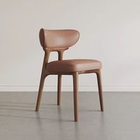 Chaise de salle à manger moderne en promotion avec revêtement en cuir PU beige et pieds en bois massif noir pour la maison, les restaurants et les hôtels L001