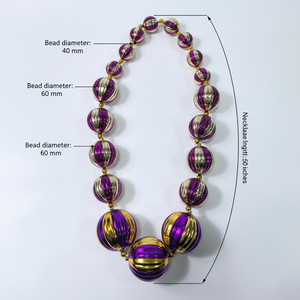 Großhandel Bestseller <span class=keywords><strong>MardiGras</strong></span> Lila Gold Perlen Kürbismuster Bandperlenkette, Karnevalsparty Dekoration Partykette - Product Image 1