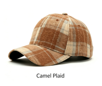 Casquette de baseball vintage en mélange de laine à carreaux, casquette classique à visière incurvée à motif écossais, chapeau unisexe tendance pour toutes les saisons, vente en gros