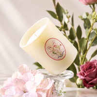 Bougie parfumée en cire de soja de la série Tuileries Garden, illustration florale vintage, crème beige, parfum d'ambiance pour la maison, aromathérapie, vente en gros