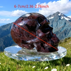 Calaveras de cristal de granate talladas a mano, naturales, al por mayor, para regalo - Product Image 4