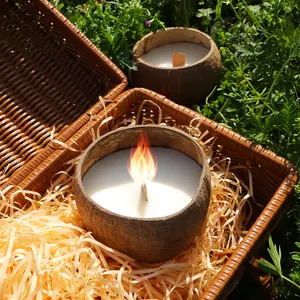 Eco Friendly Natural Canned Candle Coconut Shell Candle Storage Bowl