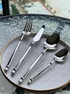 Ensemble de 4 couverts DF BC pour cuisine occidentale, couteau, fourchette et cuillère, acier inoxydable 304, pour restaurant de steak, style hôtelier européen de luxe léger - Product Image 5