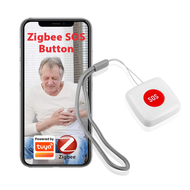 ZB-SOS-2 Tuya Zigbee Elderly SOS Button Waterproof Emergency Panic Sensor Alert Push to Mobile Home Automation Security