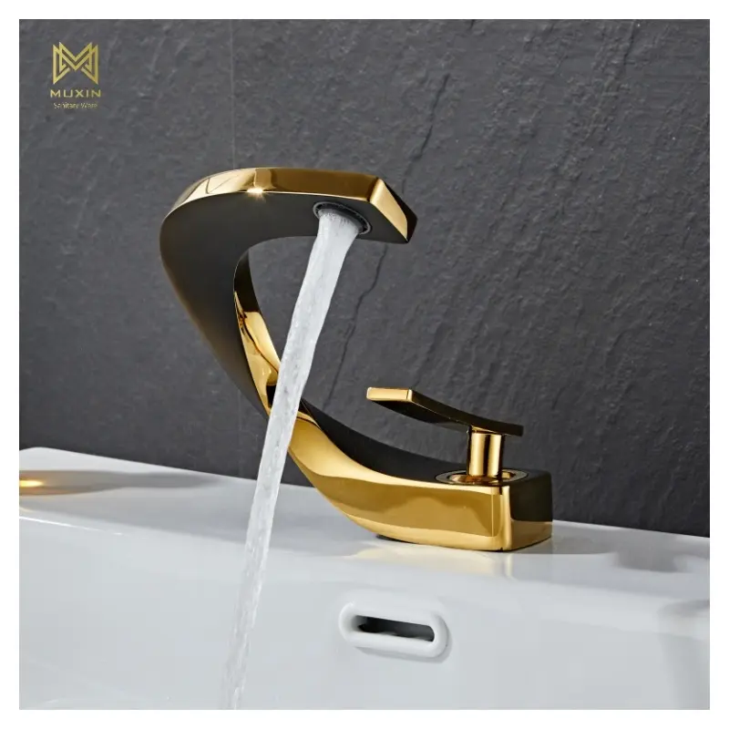 MUXIN New Design Hotel Luxus Schwarz Golden Einhand Bad Waschbecken Wasserhahn