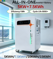Batterie onduleur tout-en-un 5kW 7.5kWh Système de Stockage d'Énergie Solaire (ESS) 98% d'efficacité 8000 cycles 5kWh 10kWh 15kWh