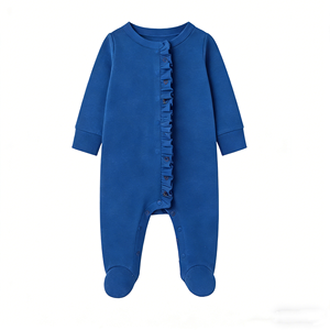 Combinaisons pour bébé fille adorables à volants, en tissu de bambou, sont des pyjamas à pieds pour nouveau-nés, vêtements de nuit en une seule pièce - Product Image 2