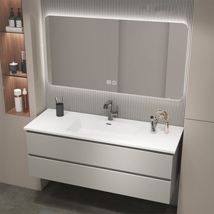 <span class=keywords><strong>Mobile</strong></span> da <span class=keywords><strong>Bagno</strong></span> Sospeso Jerome di Lusso Moderno 40 Pollici in Legno <span class=keywords><strong>con</strong></span> Specchio LED e Lavabo in Ceramica - Product Image 1