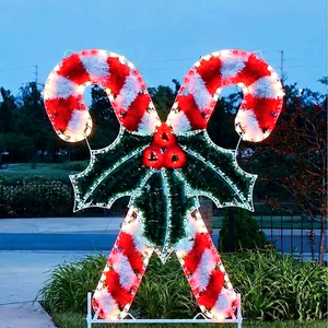Sculptures lumineuses géantes en forme de canne à sucre LED rouge et blanc IP65 pour parcs à thème, hôtels et décorations de Noël en plein air - Product Image 1