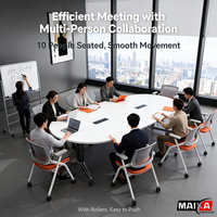 Table de conférence de bureau en bois multifonctionnelle au design moderne avec des fonctionnalités modulaires pliables et extensibles pour usage commercial