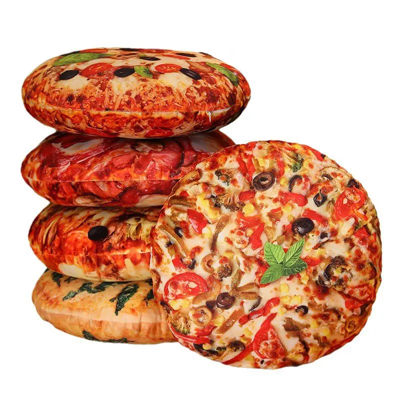 Factory Sale 40cm Circular Pizza Plush Toy Sleeping Pillows Soft Pizza Plush Toys Round Pizza Plush Peluche Toy
