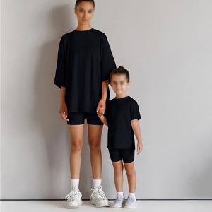 Ensembles de sport personnalisés pour les mères <span class=keywords><strong>et</strong></span> les filles, tenues assorties pour la famille, vêtements en bambou pour filles - Product Image 2