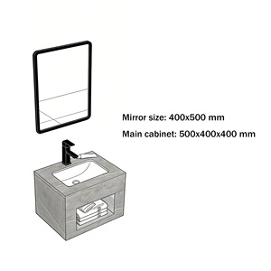 <span class=keywords><strong>Mueble</strong></span> de Baño Minimalista Personalizado, Montado en la Pared, con <span class=keywords><strong>Lavabo</strong></span> Integrado de Piedra, Estilo Hotel - Product Image 6