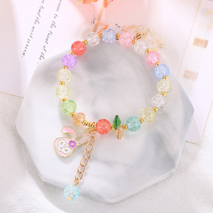 Bracelets élastiques en perles de cristal, bijoux arc-en-ciel extensibles, bracelets à la mode pour filles et adolescentes - Product Image 4