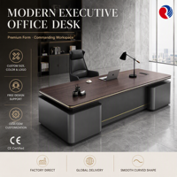 Bureau de direction noir, table de bureau moderne en forme de L, couleur bois foncé, bureau de gestionnaire avec tiroirs, mobilier de bureau