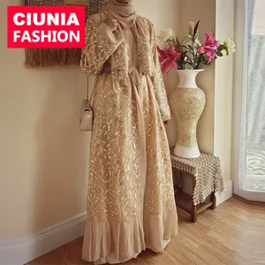 1711 # Muslim Wanita Terbuka Abaya Gaun Sabuk Islam Maxi Gaun untuk Wanita Dubai Abaya 2019