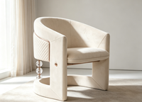 Chaise moderne en acier inoxydable avec boule en acrylique et revêtement en velours pour hôtel, restaurant, maison