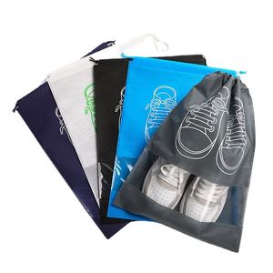 Sacs de rangement pour chaussures personnalisés avec logo imprimé, fenêtre transparente, grand format, anti-poussière, imperméables, en non-tissé, avec cordon de serrage - Product Image 5