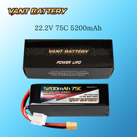 Batterie VANT FPV Batterie de drone 6S 22.2V 5200mah 75C Batterie Lipo RC en graphène Boîtier souple avec XT90 pour drones FPV UAV